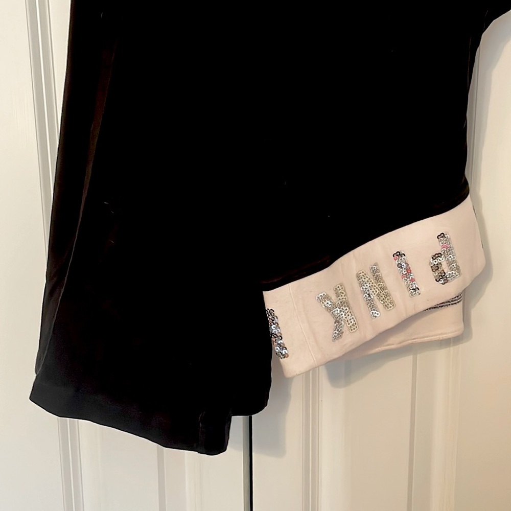 Pink Yoga Pants - Black and White with Silver Sequins size Large